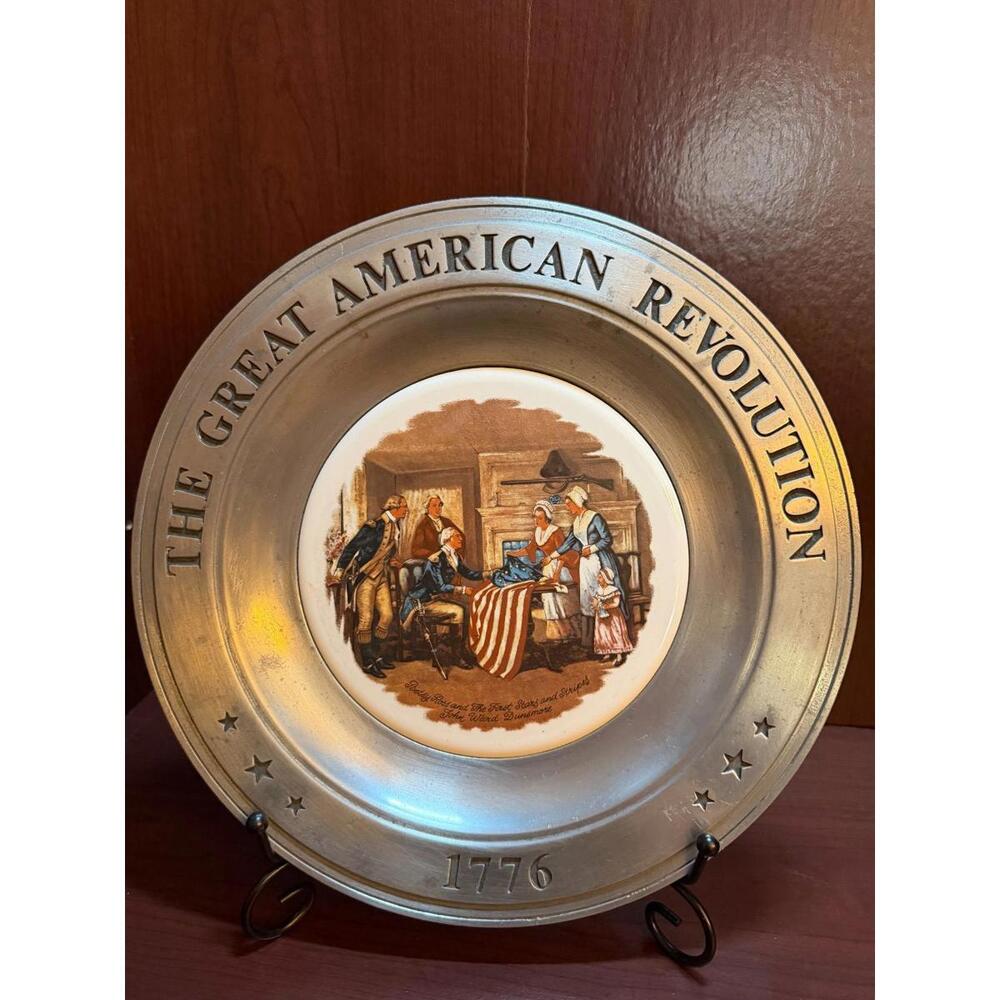 The Great American Revolution 1776 Pewter Plate - Betsy Ross and the First Stars